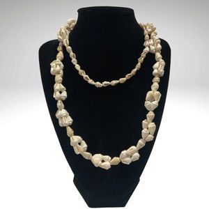 Seashell Lei Tropical Tiki Luau Boho Beach Long  34” Single Strand Long Neckl…